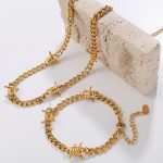 New Overseas Gothic Thorn Necklace Bracelet Unisex 18K Gold Plating