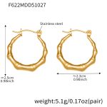 color: F622-Gold Geometric Bamboo Joint Earrings