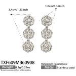 color: TXF609-White Zircon Steel Color Earrings