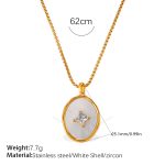 color: XL898G White Shell Zircon Necklace