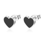 color: Heart Stud Earrings Black MS-552