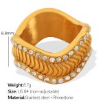 color: JZ19 US Size 8# White Rhinestone Gold Ring