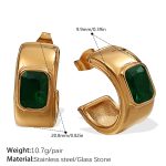 color: EH1073GNG Green Stone Gold Earrings