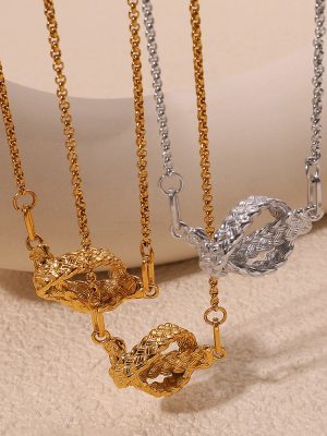 New Design Knotted Texture Retro Easy Matching Stainless Steel 18K Gold Plating Sweater Chain Necklace