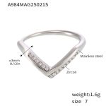 color: A984-Steel Color White Zircon Ring / size: Adjustable US 7