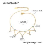 color: S038-Gold Blue Turquoise Anklet 19+5cm