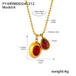 color: P1449-Gold Double Red Zircon Necklace