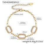 color: TXE403-Gold Rectangle Zircon Bracelet 16+5cm