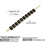 color: TXE554-Black Glass Stone Gold Bracelet -18+3cm