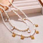 High Grade Asterism Zircon Pendant Freshwater Pearl Necklace Stainless Steel Ornament