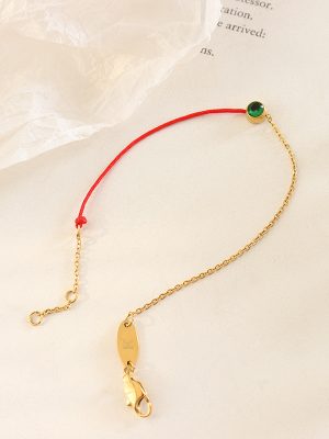 Simple Red Rope Bracelet Men and Women Light Luxury Stainless Steel Gold-Plated Chain Woven Hand Strap