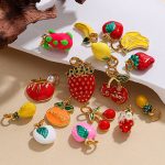 Fruit Contrast Color Strawberry Cherry Pendant Parts Stainless Steel Apple Handmade Ornament Bracelet Necklace