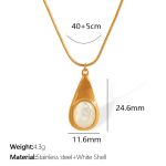 color: XL255 White Shell Gold Necklace