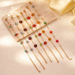 AML Bohemian Beaded Bracelet Handmade Girl Small Flower Micro Glass Bead Stainless Steel Bracelet Jewelry Set