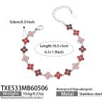 color: TXE533-Red Color Zircon Steel Color Bracelet 16.5+5cm