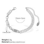 color: SL442WES White Zircon Mixed Connected Bracelet