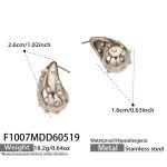 color: F1007-High Gloss Shell Pearl Steel Color Earrings