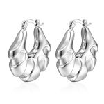 color: Fan Shape Hollow Earrings Steel Color MS-012