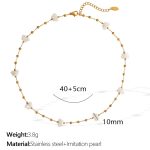 color: XL285 White Bead Gold Necklace