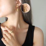 color: F142-Gold Asymmetric Earrings