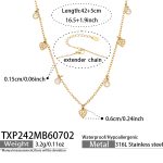 color: TXP242-Heart Shape Zircon Gold Necklace -42+5cm