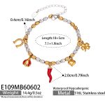 color: E109-Stainless Steel Zircon Two-tone Gold Color Bracelet 18+5cm
