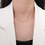 color: P1123-Gold Side Flattened Chain -40+5cm