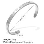 color: SZ219WES White Rhinestone Silver Bangle