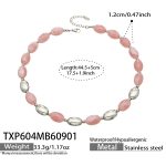 color: TXP604-Pink Color Resin Steel Color Necklace -44.5+5cm