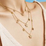 Stainless Steel Gold-Plated Zircon Butterfly Love Y-Shaped Pendant Necklace Stackable Ornament Women's Jewelry Combination