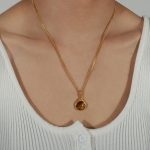 color: P1674-Gold Tiger Eye Necklace -45+5cm
