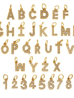 304 Stainless Steel 26 English Letters Full Diamond Pendant Parts DIY Handmade Earrings