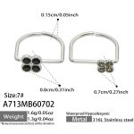 color: A713-Large Black Zircon + Small Gray Zircon Steel Color Ring