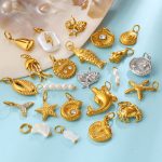 Seaside Holiday Golden Dolphin Starfish Pearl Shell Pendant DIY All-Match Jewelry Accessories
