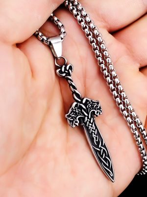 Design Ornament Vintage Stainless Steel Sword Pendant Trendy Men's Trendy Women's Necklace