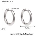 color: F715-Steel Color Earrings -Inner Diameter 18mm Outer Diameter 26mm