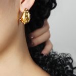 color: F1007-High Gloss Shell Pearl Gold Earrings