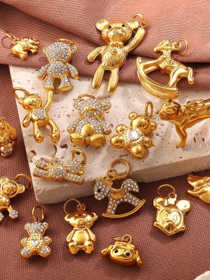New Cute Exquisite DIY Diamond Animal Pendant Stainless Steel 18K Gold Plating All-Matching Collection