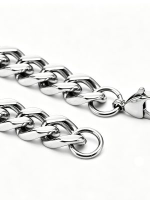 Stainless Steel Necklace Ornament Men's Bracelet Thick Personality Four-Sided Grinding Cuban Link Chain Men's Encryption Accessories Female Advanced
