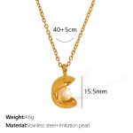 color: XL370WEG White Bead Gold Necklace