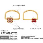 color: A713-Large Pink Zircon + Small Red Zircon Gold Ring