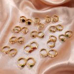 New Stainless Steel Enamel Earrings All-Match Light Luxury Heart-Shaped Inlaid Zircon Circular Earrings Women