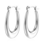 color: Oval Earrings Steel Color