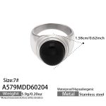 color: A579-Steel Color Black Glass Ring / size: US 6