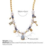 color: XL166G Natural Stone Gold Necklace
