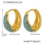 color: F1704-Gold Blue Turquoise Earrings -Large