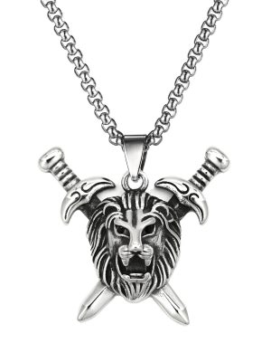 Exaggerated and Personalized Stainless Steel Lion Pendant Hiphop Men's and Women's Necklaces
