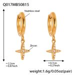 color: Q017-Gold Cross Zircon Earrings