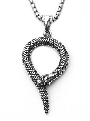 Ouroboros Pendant Hip Hop Versatile Stainless Steel Necklace Personality Men and Women Couple Accessories