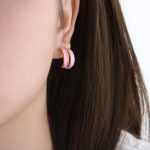 color: F958-Gold Purple Enamel Earrings
